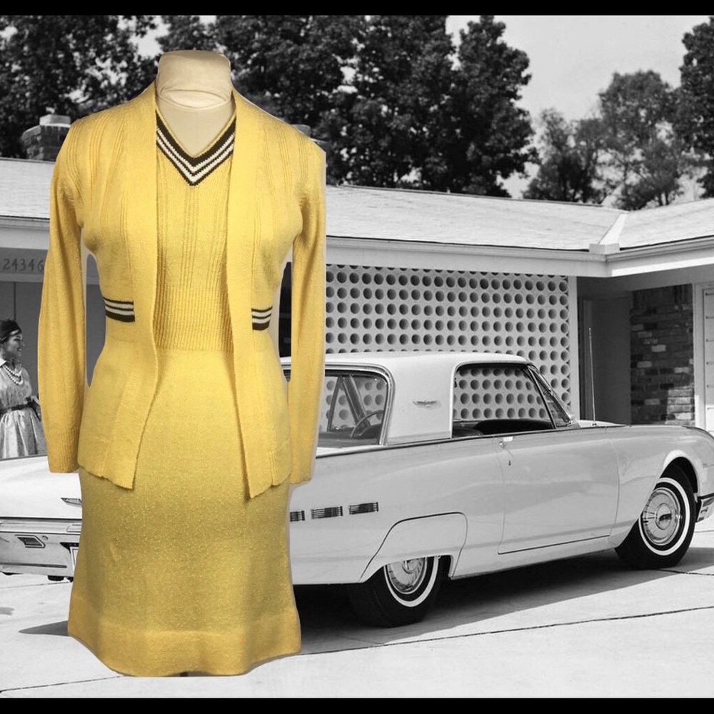 Vintage 1970s Sweater Dress Set Two Piece